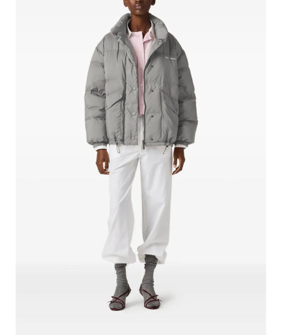 MIU MIU Серый пуховик, фото 4
