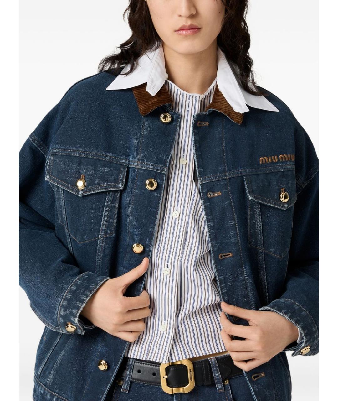 MIU MIU Синяя хлопковая куртка, фото 2