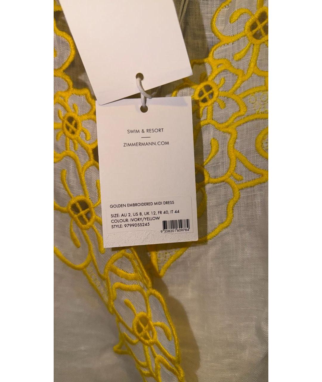 ZIMMERMANN Белое льняное повседневное платье, фото 5