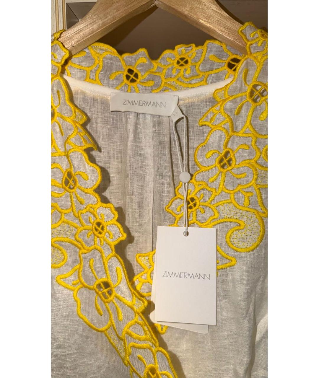 ZIMMERMANN Белое льняное повседневное платье, фото 3