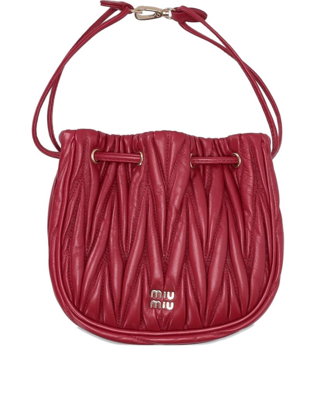MIU MIU Красная кожаная сумка с короткими ручками, фото 3