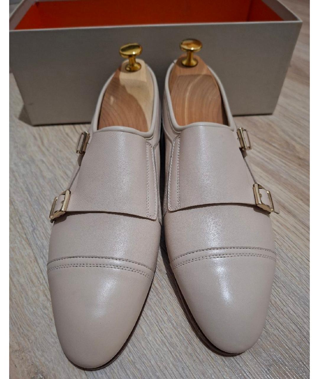 SANTONI Бежевые кожаные брогги и оксфорды, фото 2