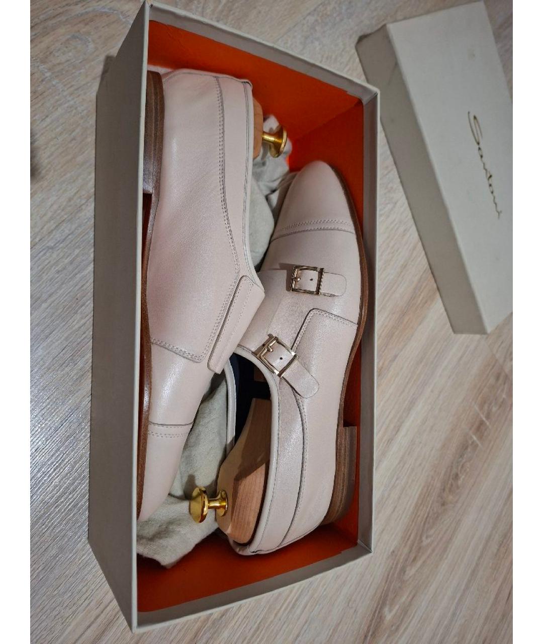 SANTONI Бежевые кожаные брогги и оксфорды, фото 6