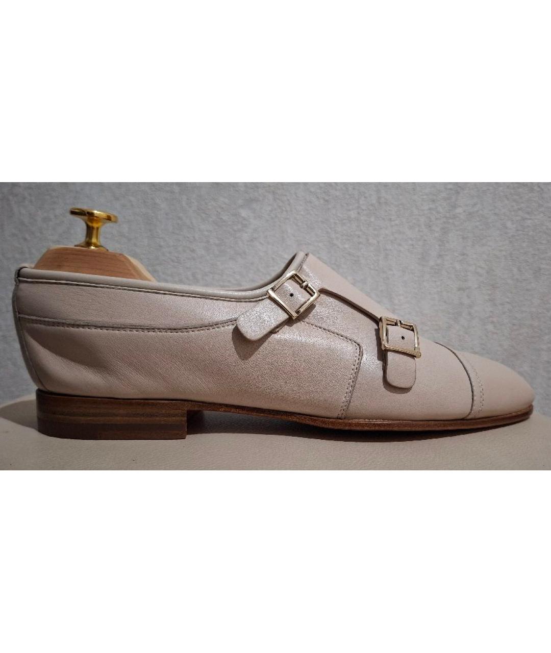 SANTONI Бежевые кожаные брогги и оксфорды, фото 8