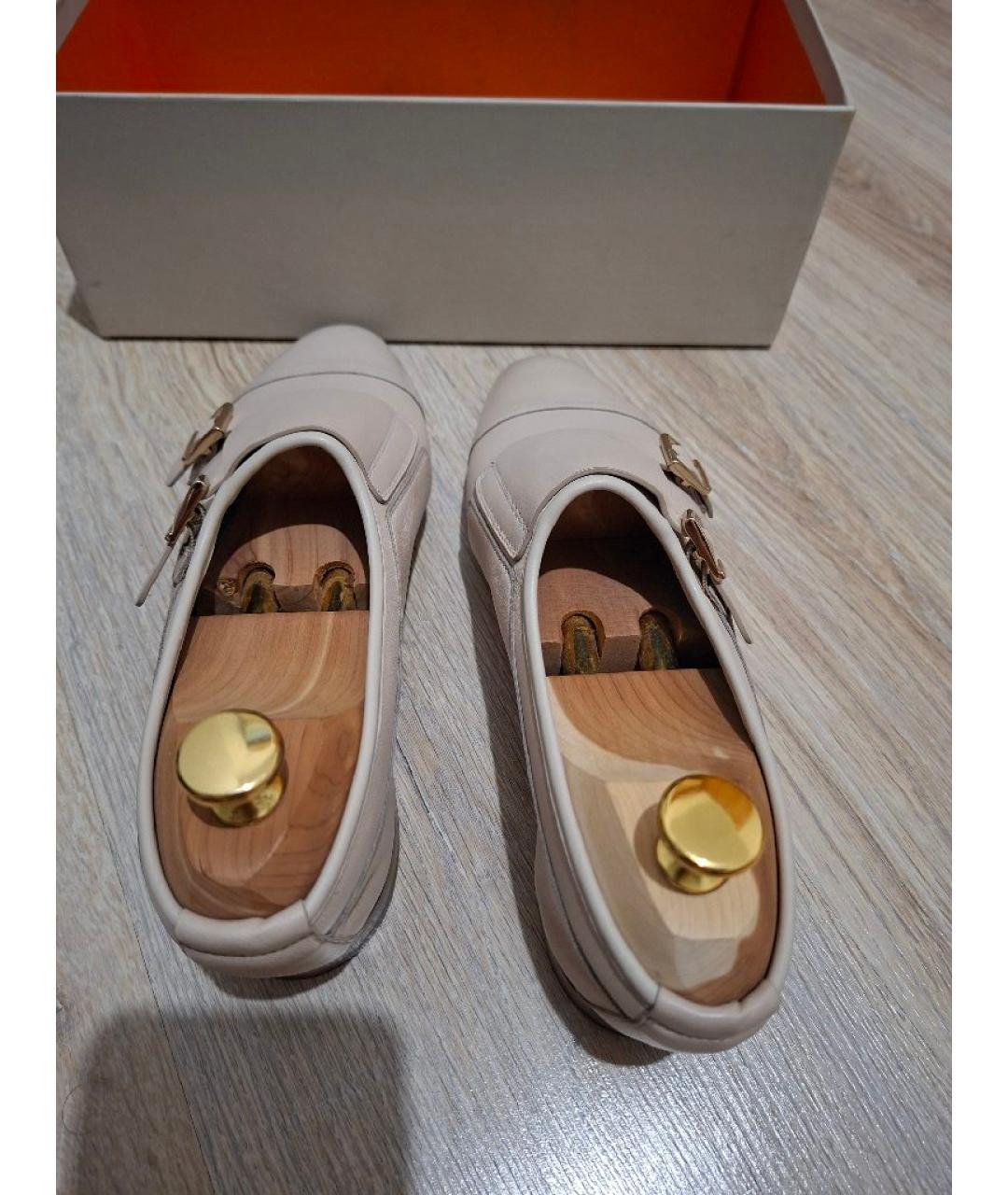 SANTONI Бежевые кожаные брогги и оксфорды, фото 3