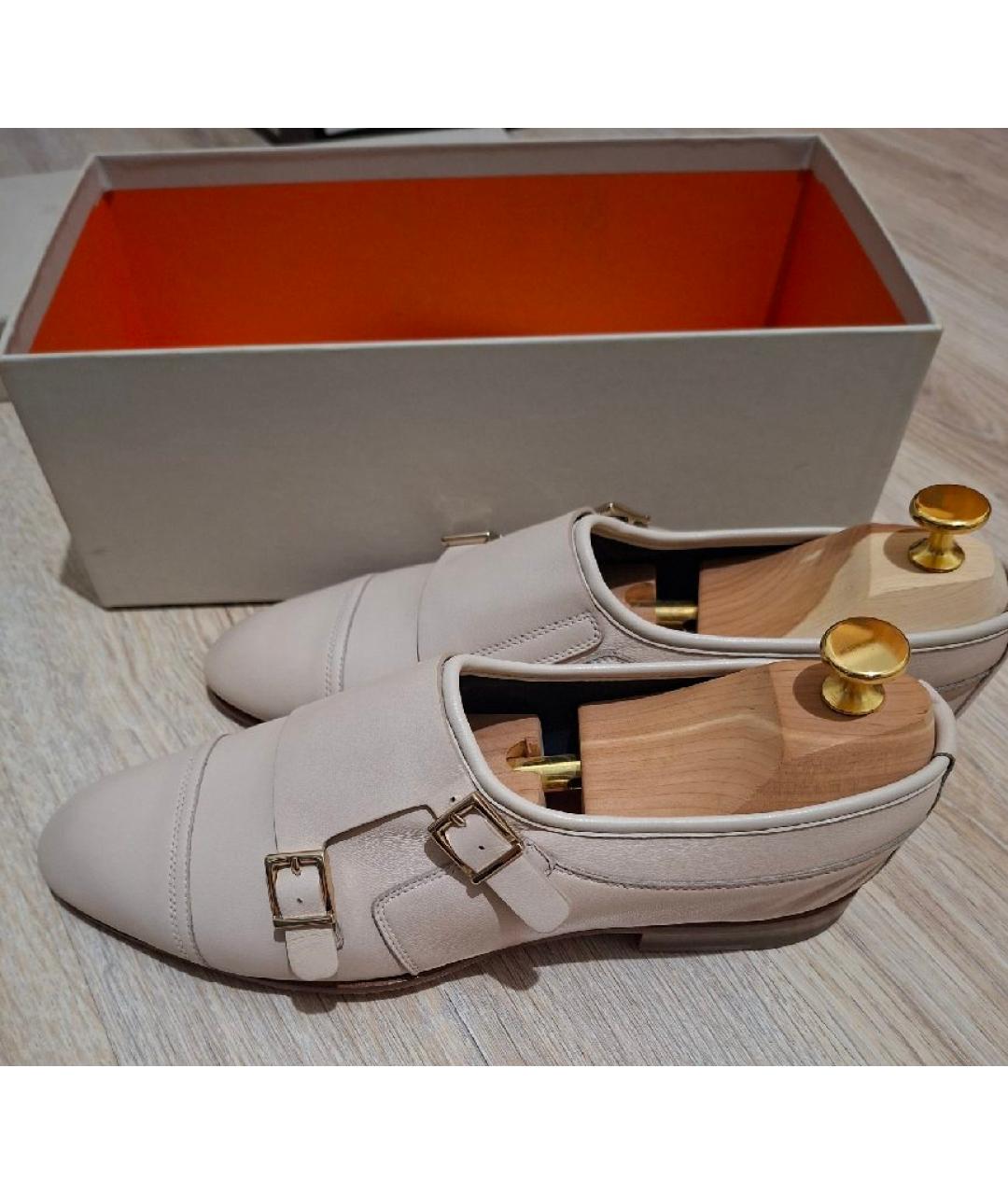 SANTONI Бежевые кожаные брогги и оксфорды, фото 4