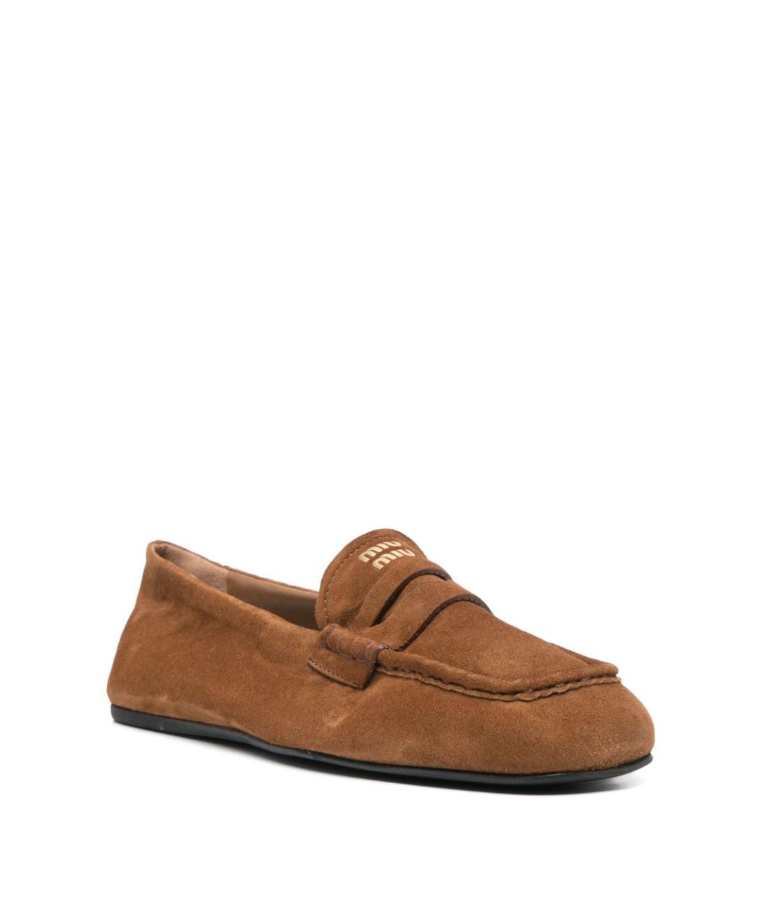 MIU MIU Коричневые замшевые лоферы, фото 3