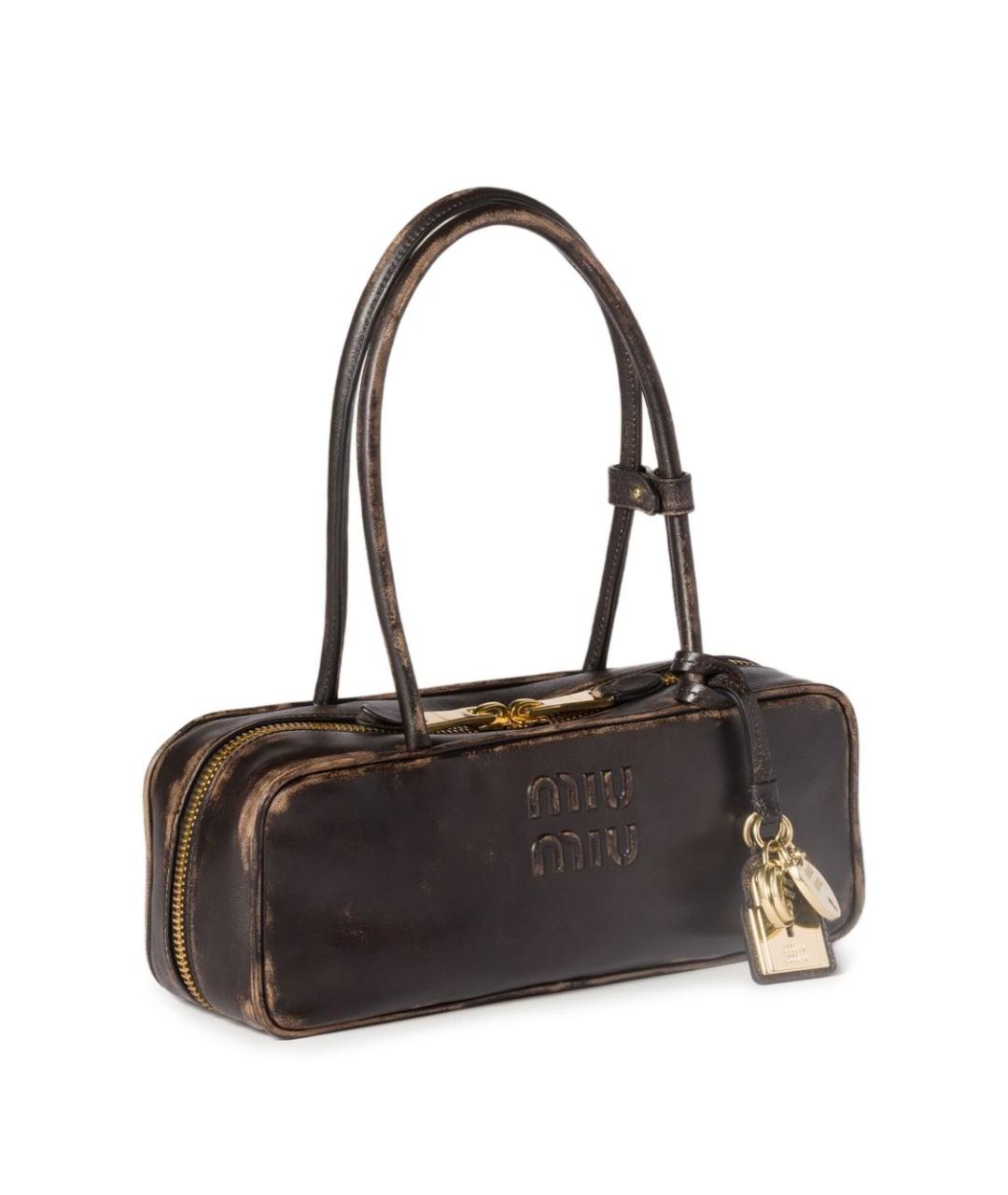 MIU MIU Коричневая кожаная сумка через плечо, фото 5