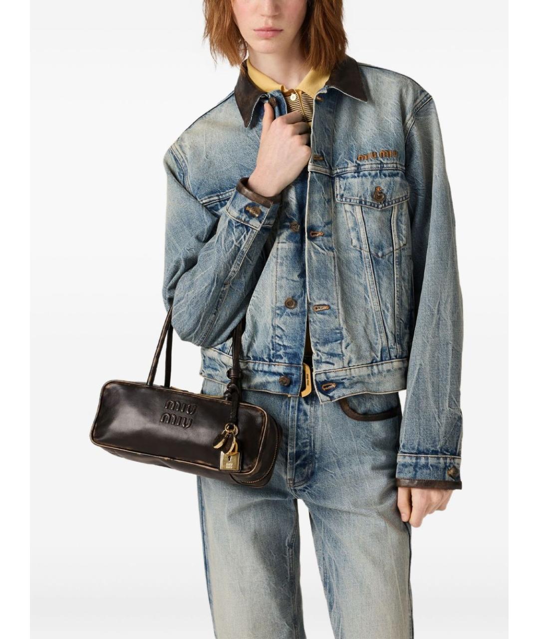 MIU MIU Коричневая кожаная сумка через плечо, фото 3