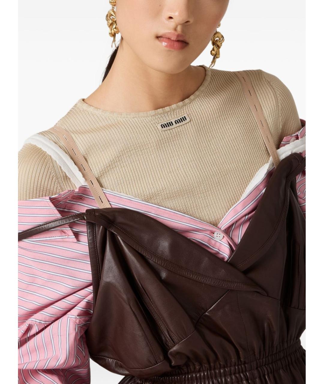 MIU MIU Розовое хлопковое повседневное платье, фото 3