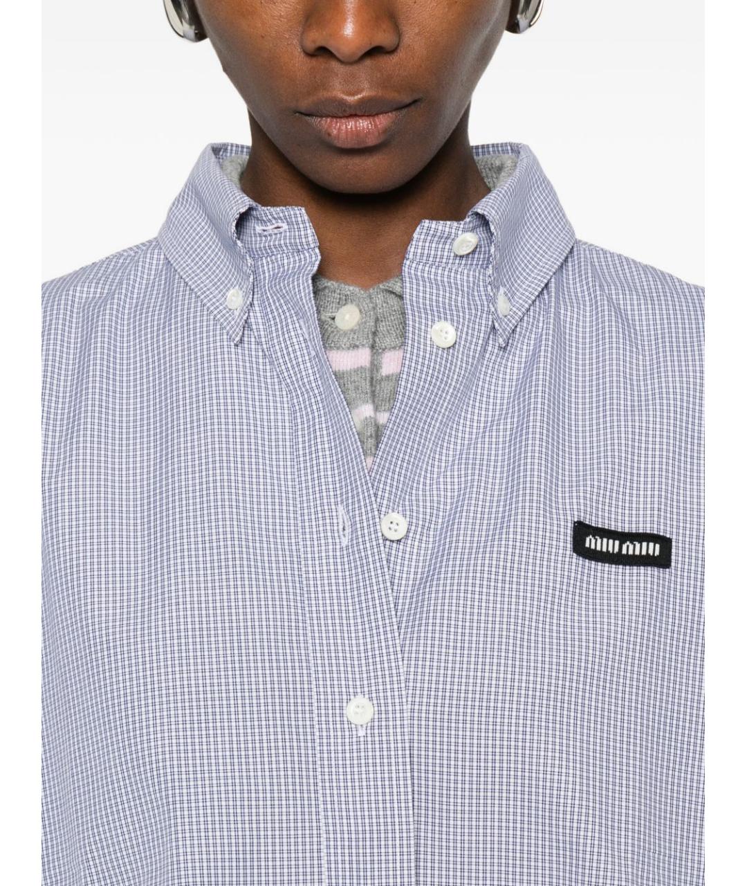 MIU MIU Голубая хлопковая рубашка, фото 4