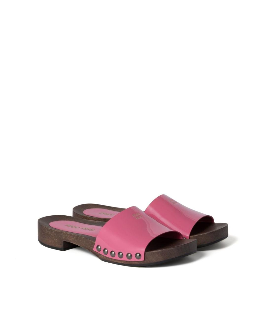 MIU MIU Розовые кожаные сандалии, фото 2