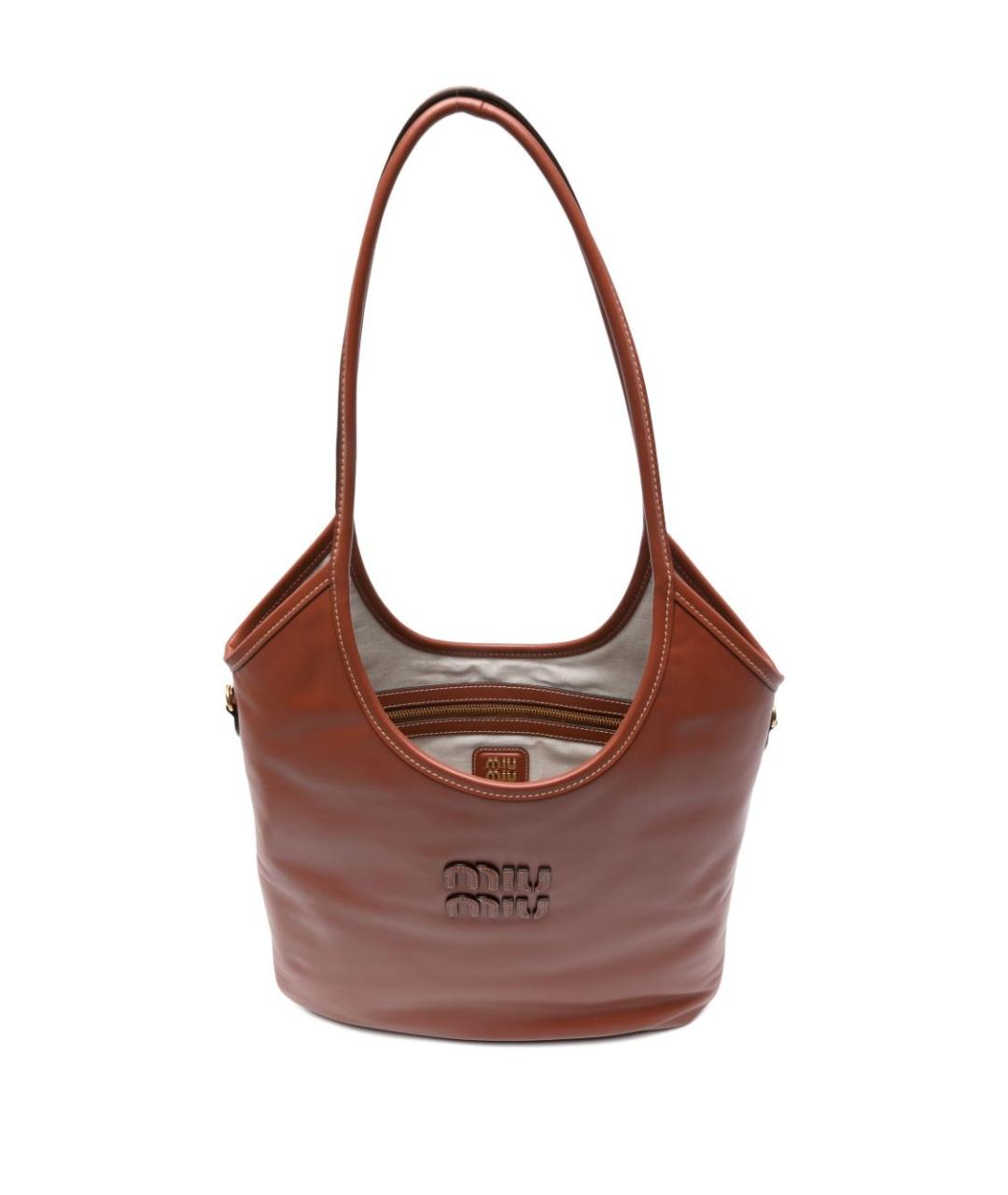 MIU MIU Коричневая кожаная сумка через плечо, фото 4