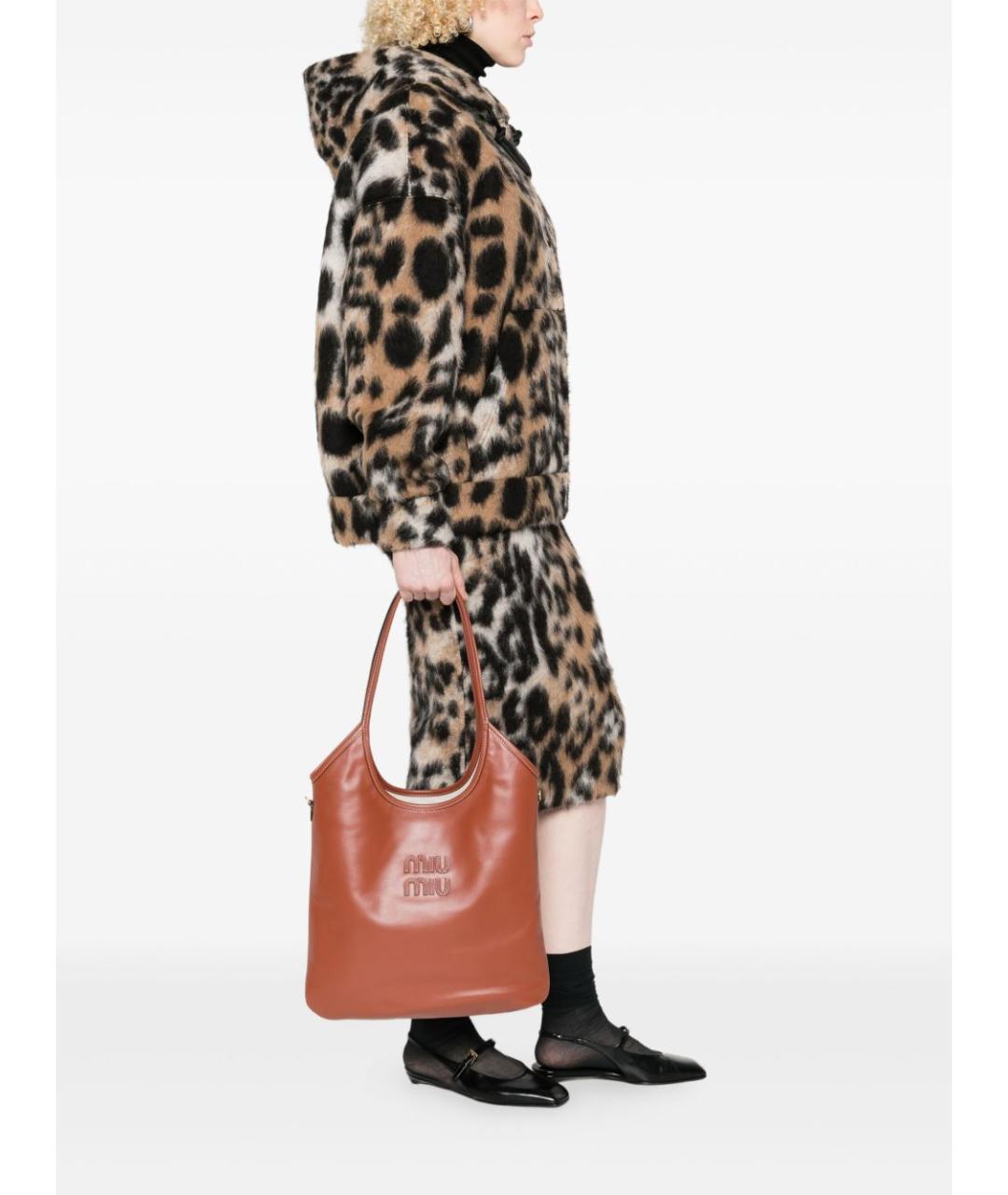 MIU MIU Коричневая кожаная сумка через плечо, фото 5