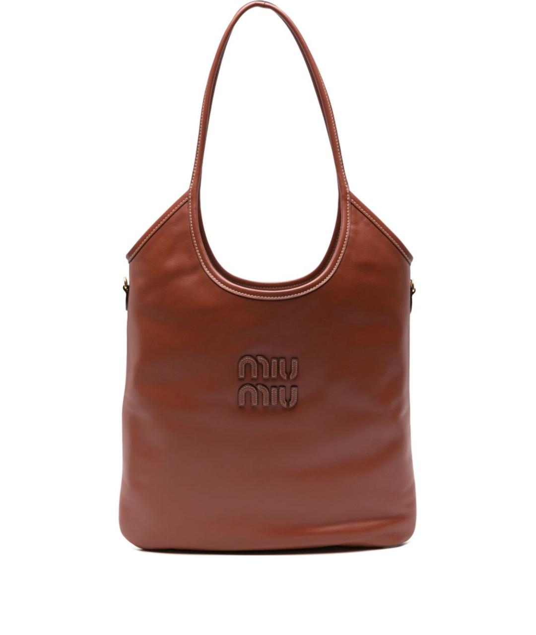 MIU MIU Коричневая кожаная сумка через плечо, фото 1