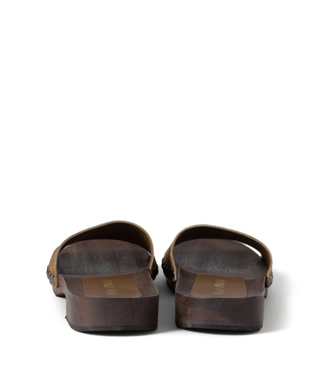 MIU MIU Коричневые замшевые сандалии, фото 5