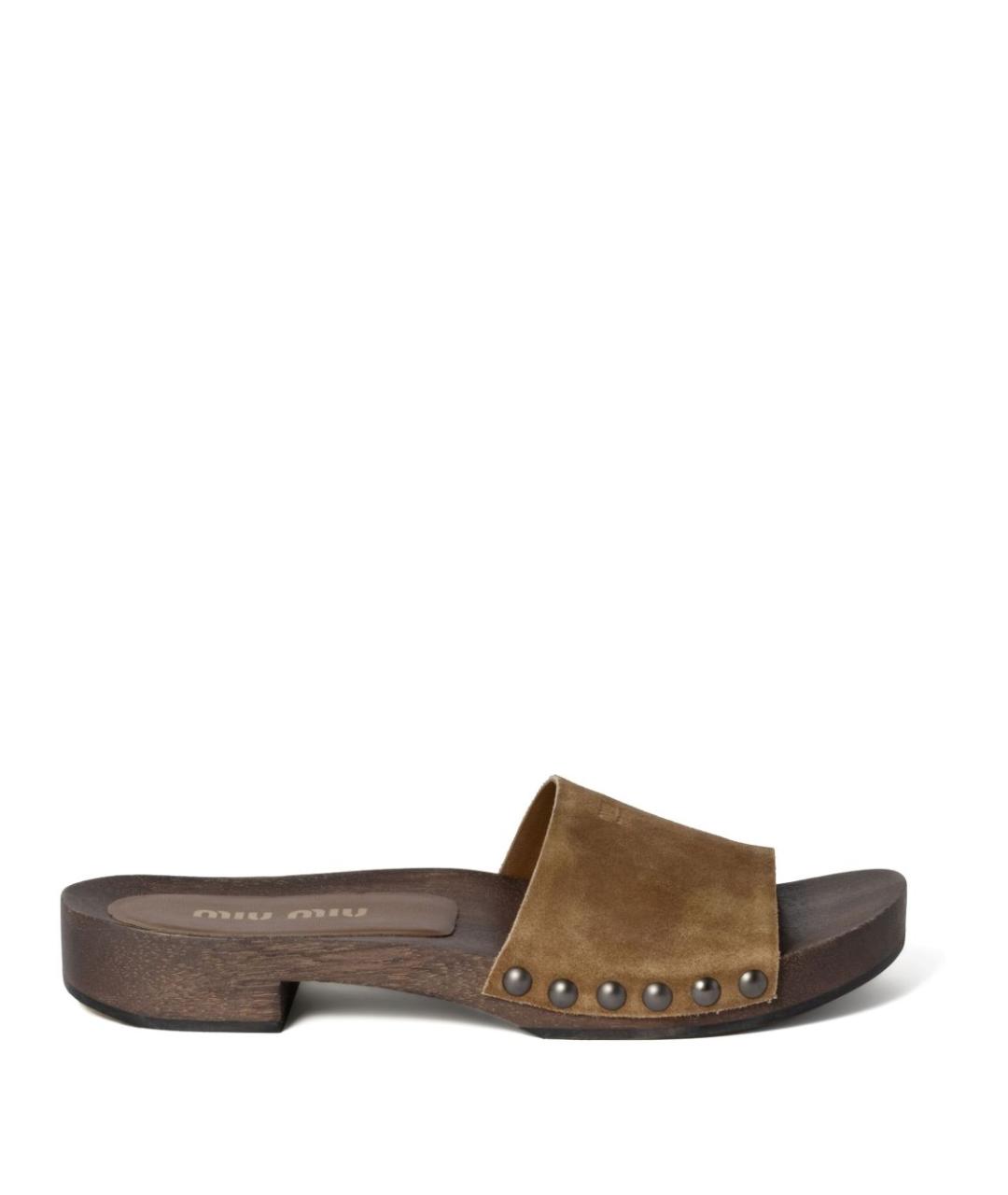 MIU MIU Коричневые замшевые сандалии, фото 1