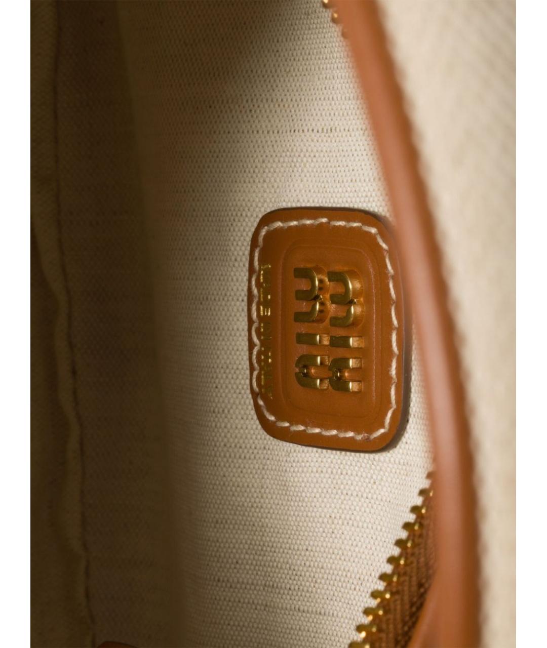 MIU MIU Коричневая тканевая сумка с короткими ручками, фото 5