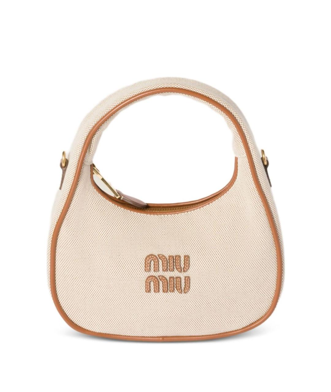 MIU MIU Коричневая тканевая сумка с короткими ручками, фото 1