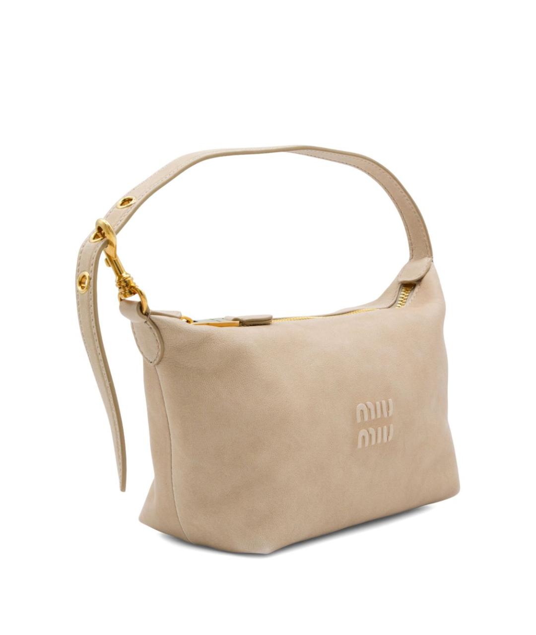 MIU MIU Бежевая кожаная сумка через плечо, фото 2