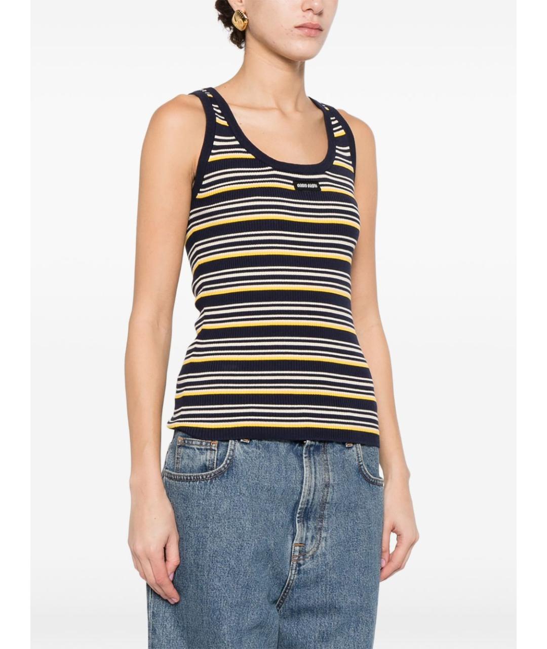 MIU MIU Синяя хлопковая майка, фото 5