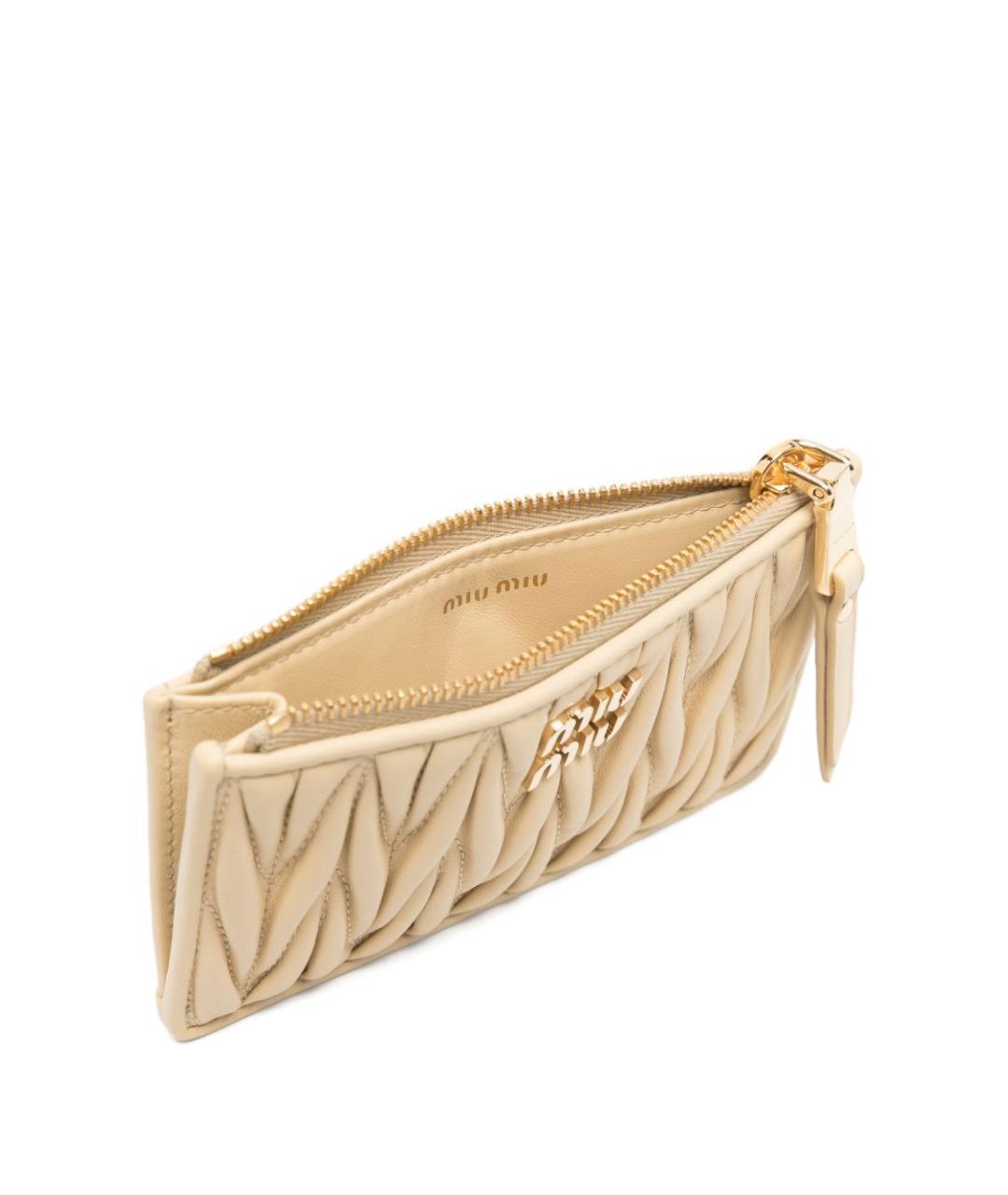MIU MIU Бежевый кожаный кошелек, фото 2