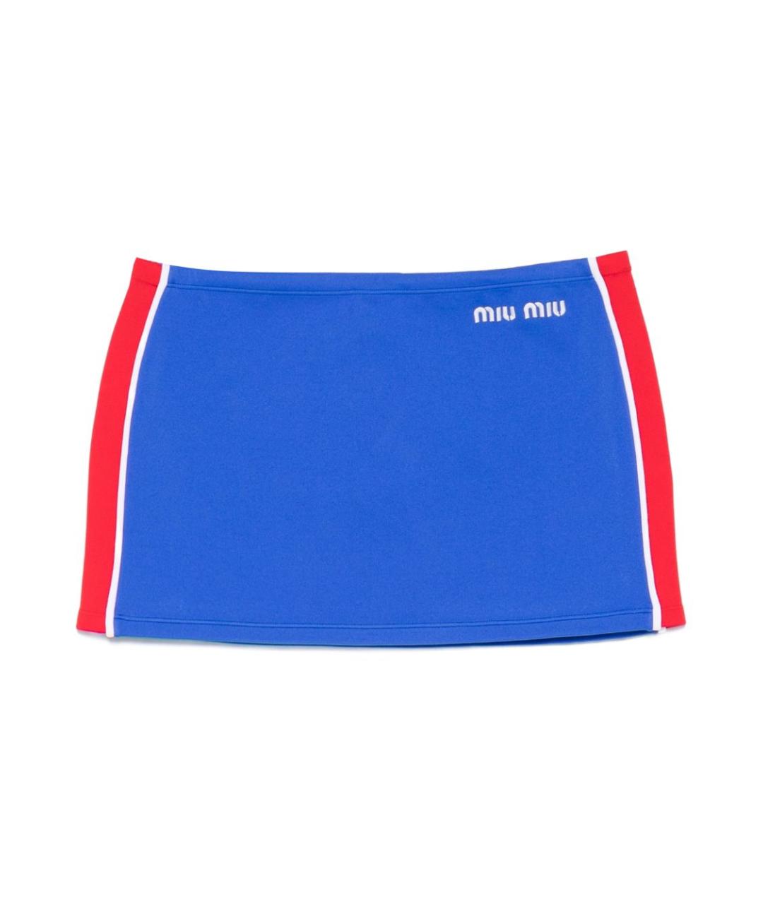 MIU MIU Синяя полиамидовая юбка мини, фото 1