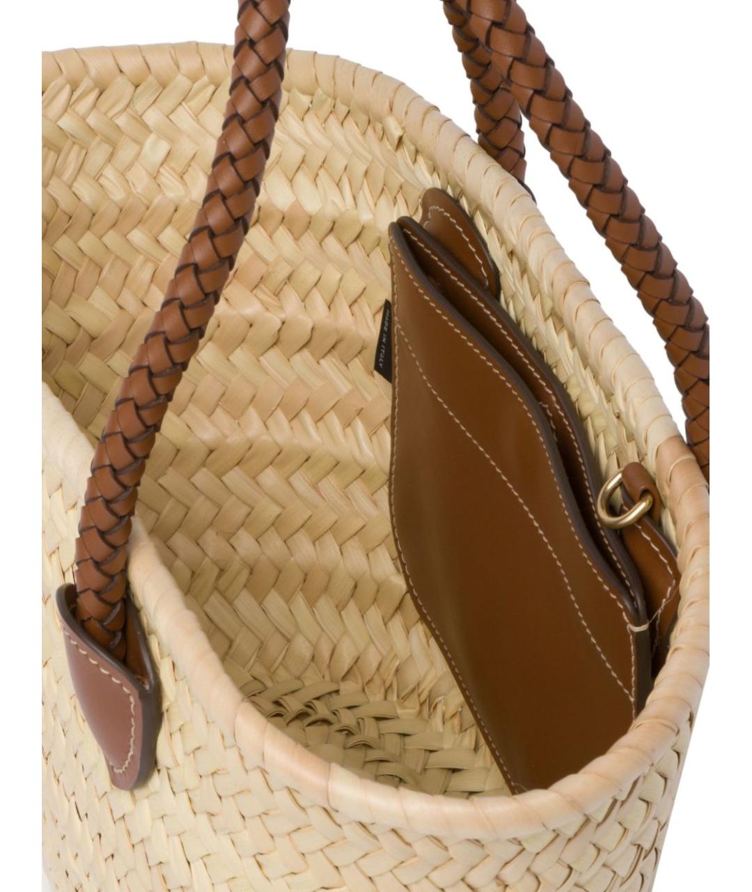 MIU MIU Бежевая пелетеная сумка тоут, фото 2