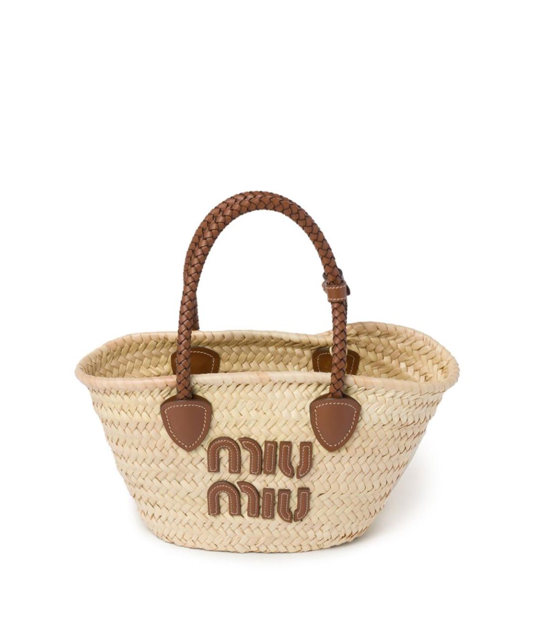 MIU MIU Бежевая пелетеная сумка тоут, фото 1