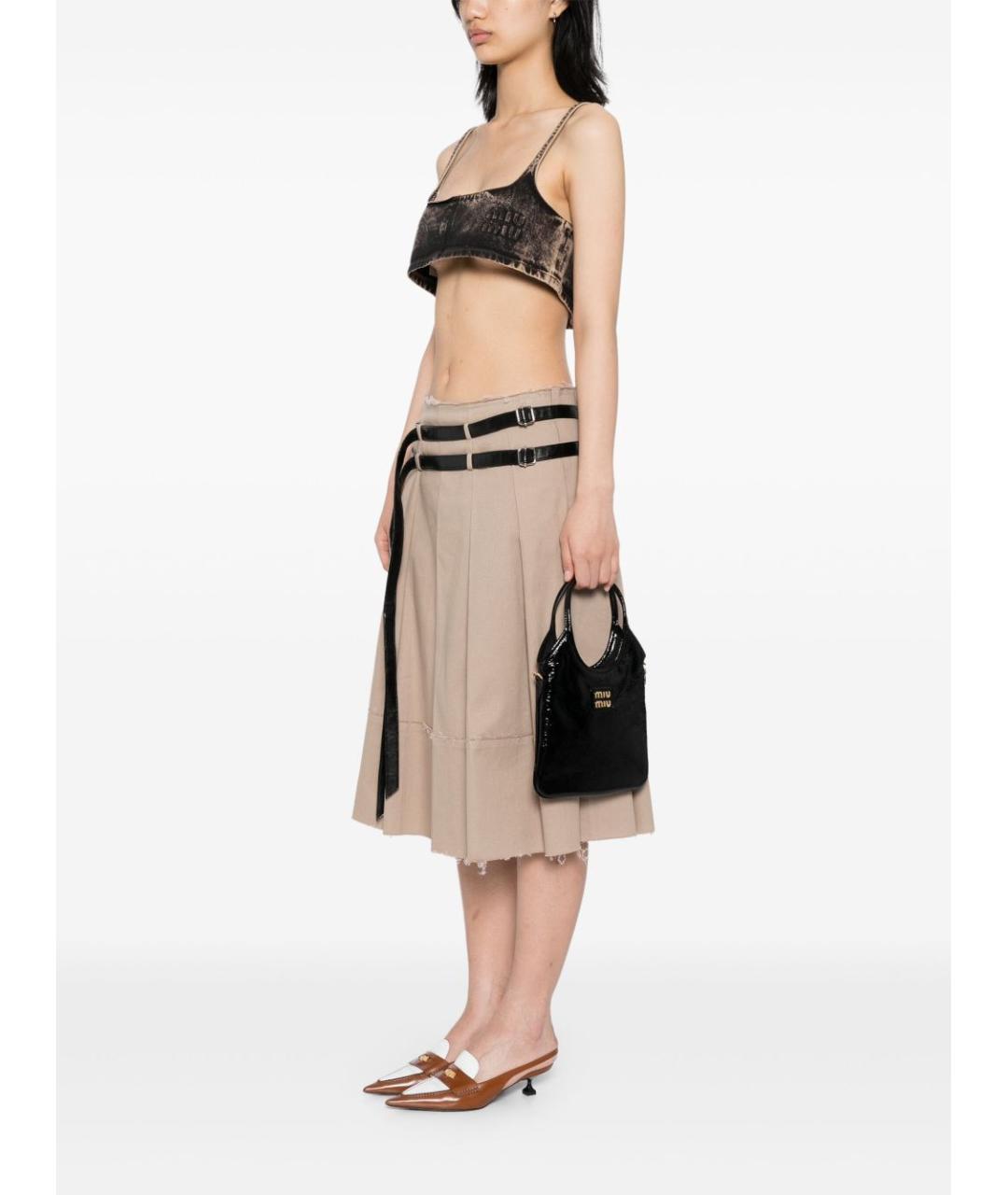 MIU MIU Черная кожаная сумка с короткими ручками, фото 3