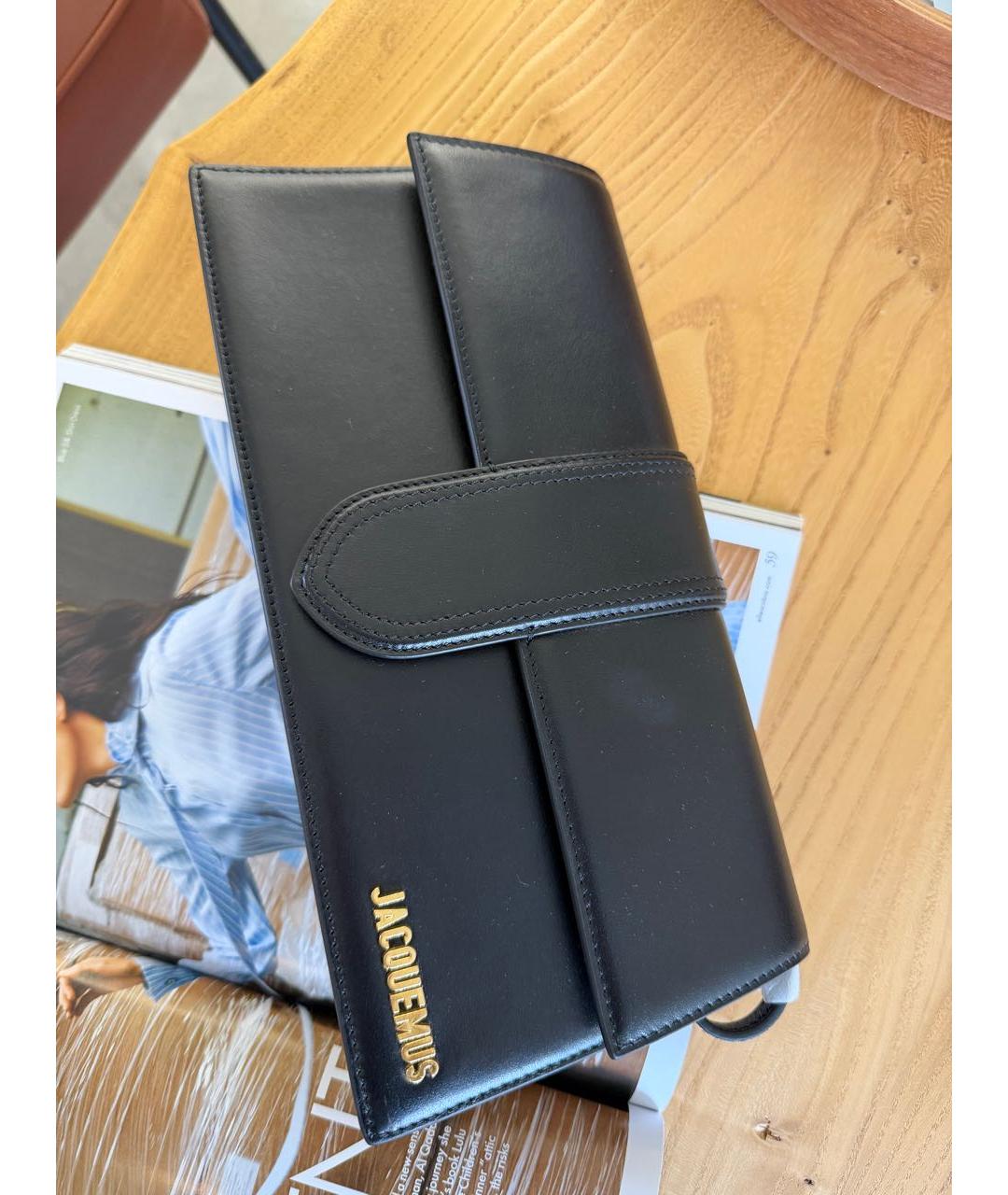 JACQUEMUS Черная кожаная сумка с короткими ручками, фото 2