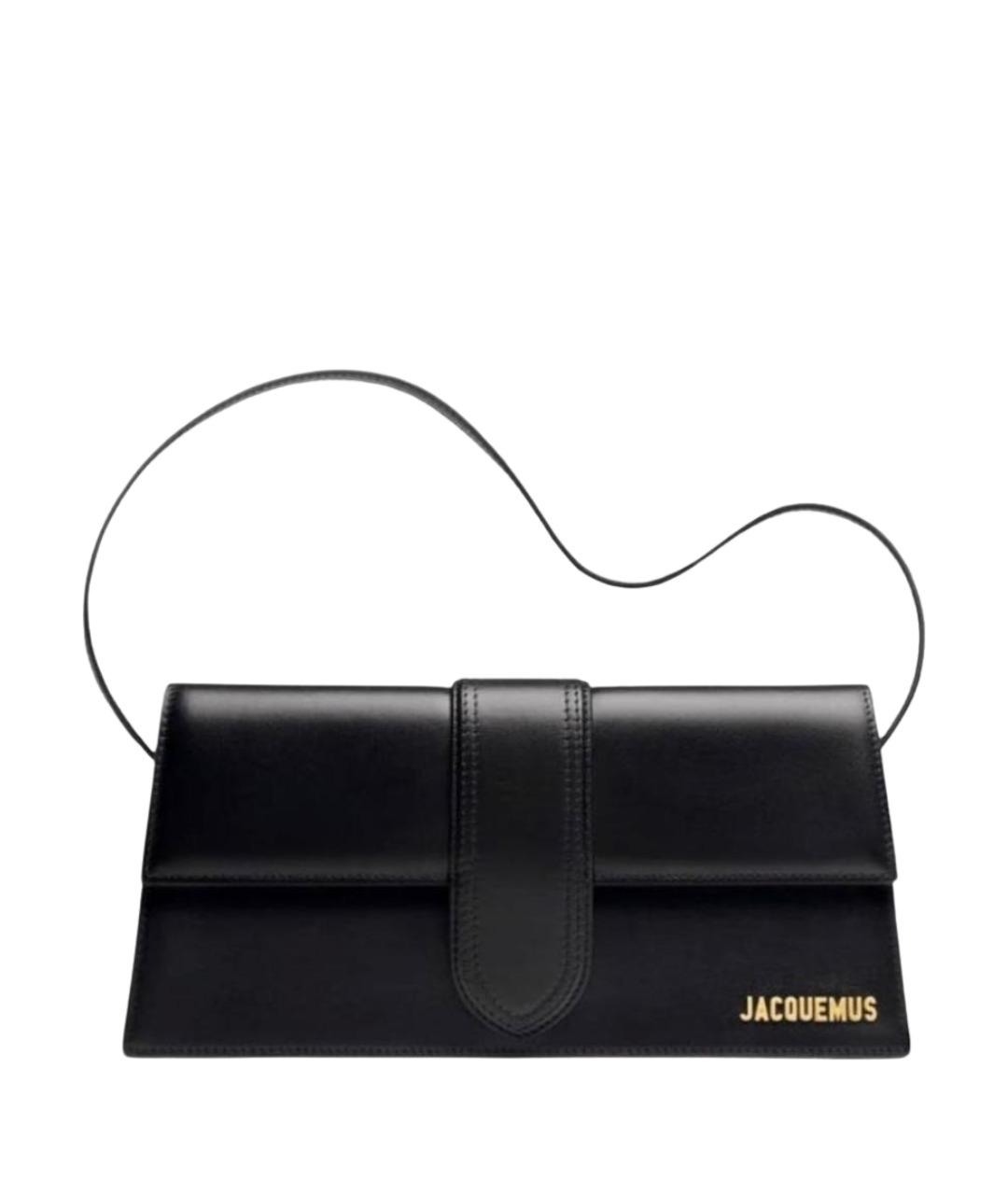 JACQUEMUS Черная кожаная сумка с короткими ручками, фото 1