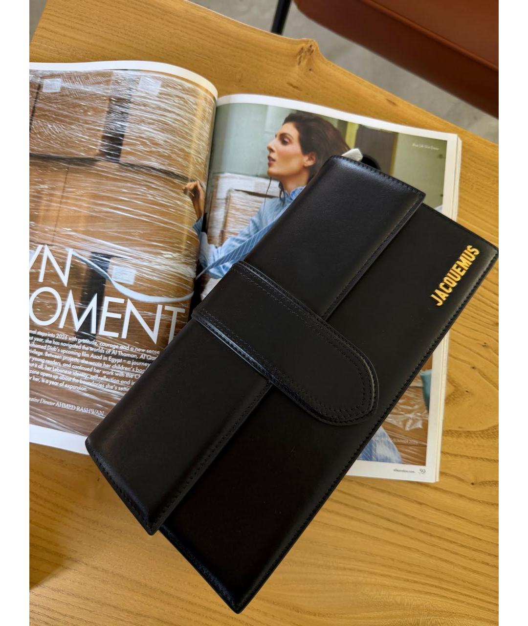 JACQUEMUS Черная кожаная сумка с короткими ручками, фото 6