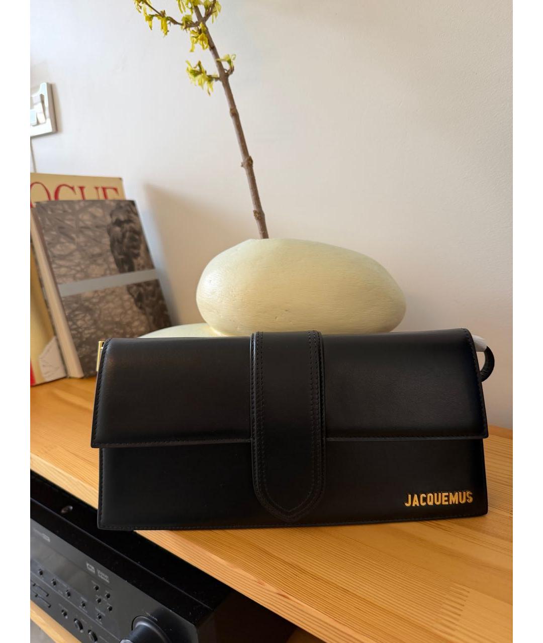 JACQUEMUS Черная кожаная сумка с короткими ручками, фото 3