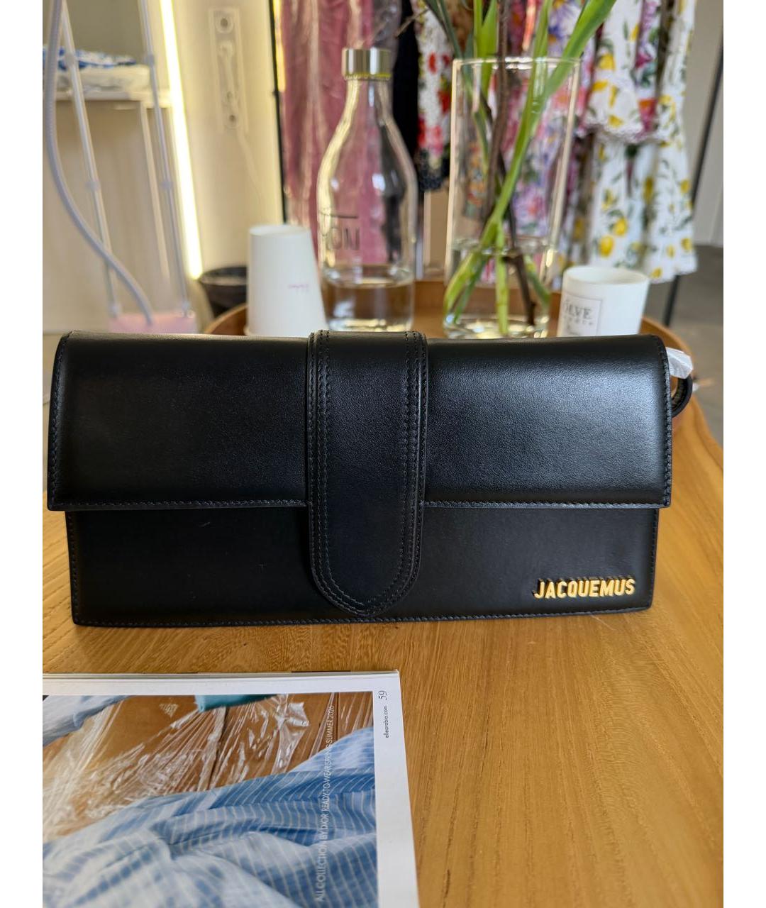 JACQUEMUS Черная кожаная сумка с короткими ручками, фото 5