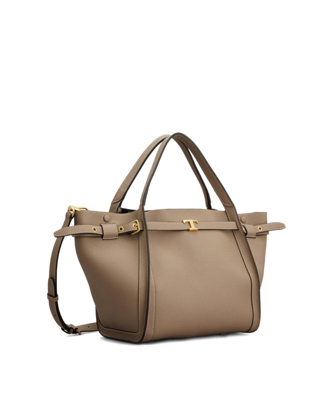 TOD'S Бежевая кожаная сумка тоут, фото 3