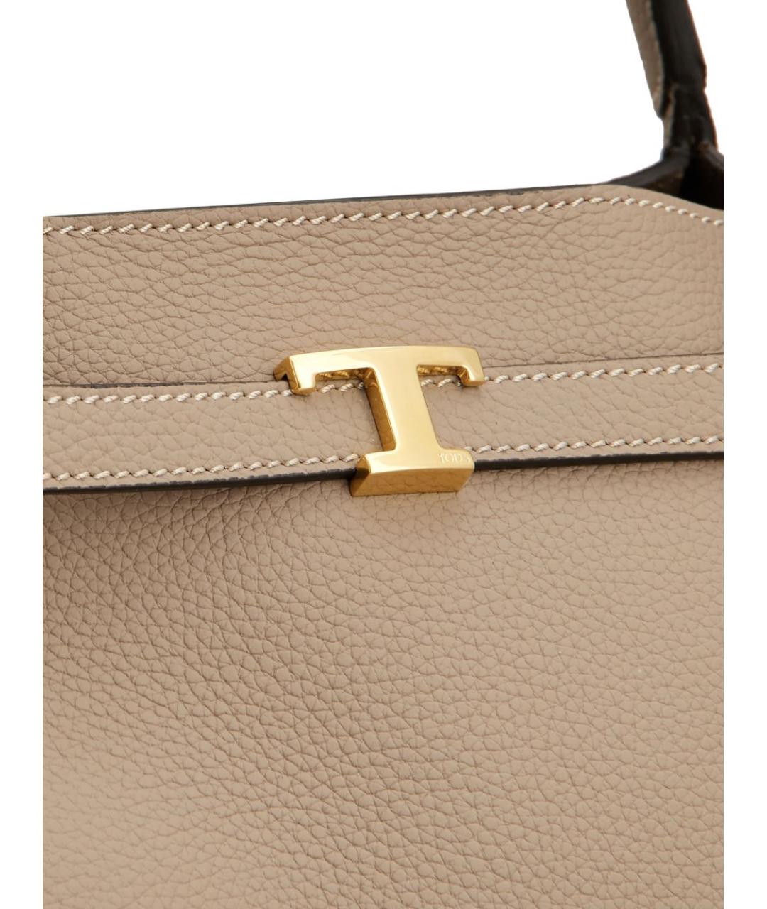 TOD'S Бежевая кожаная сумка тоут, фото 4