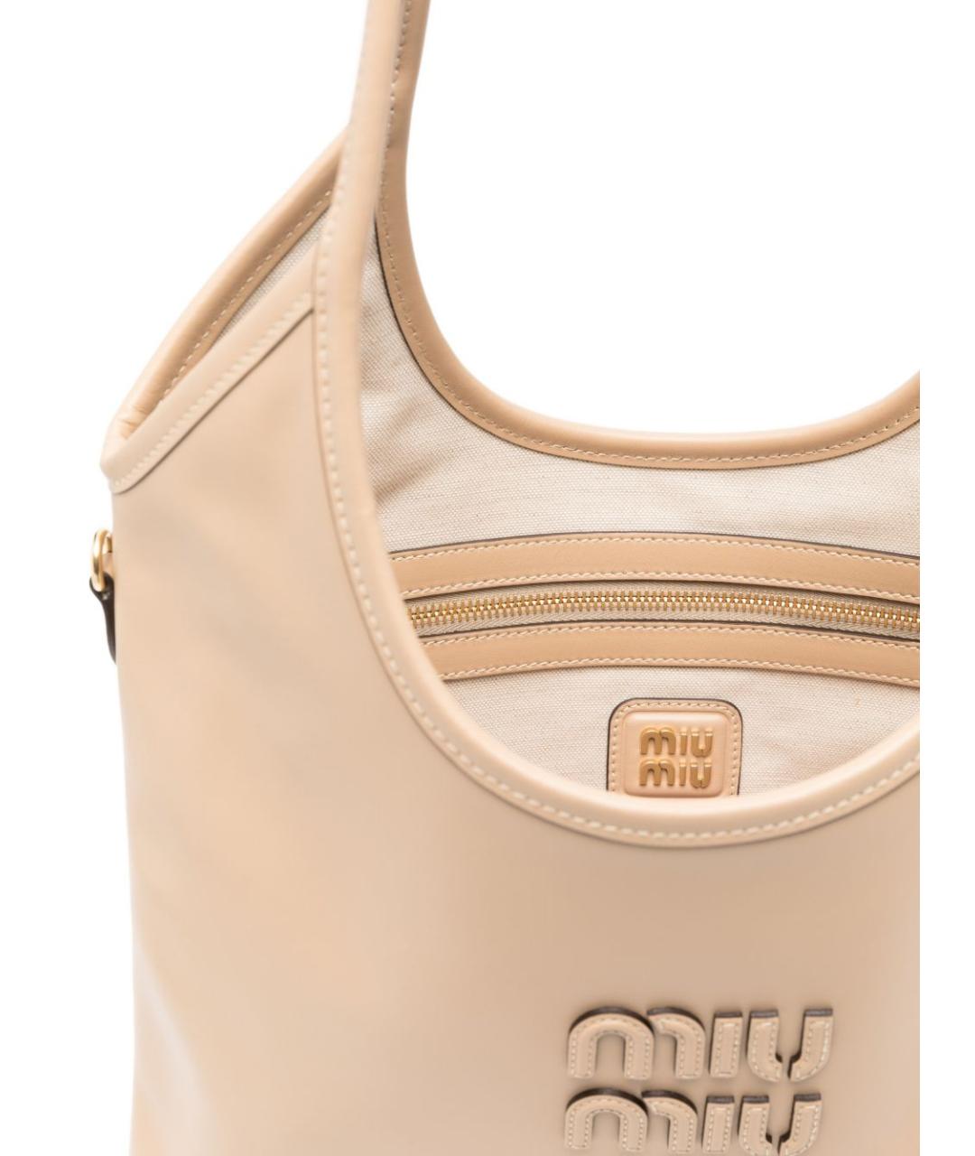 MIU MIU Бежевая кожаная сумка тоут, фото 2