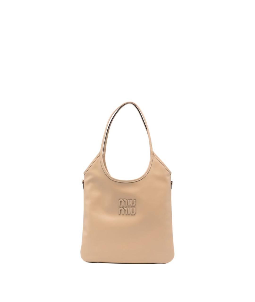MIU MIU Бежевая кожаная сумка тоут, фото 1