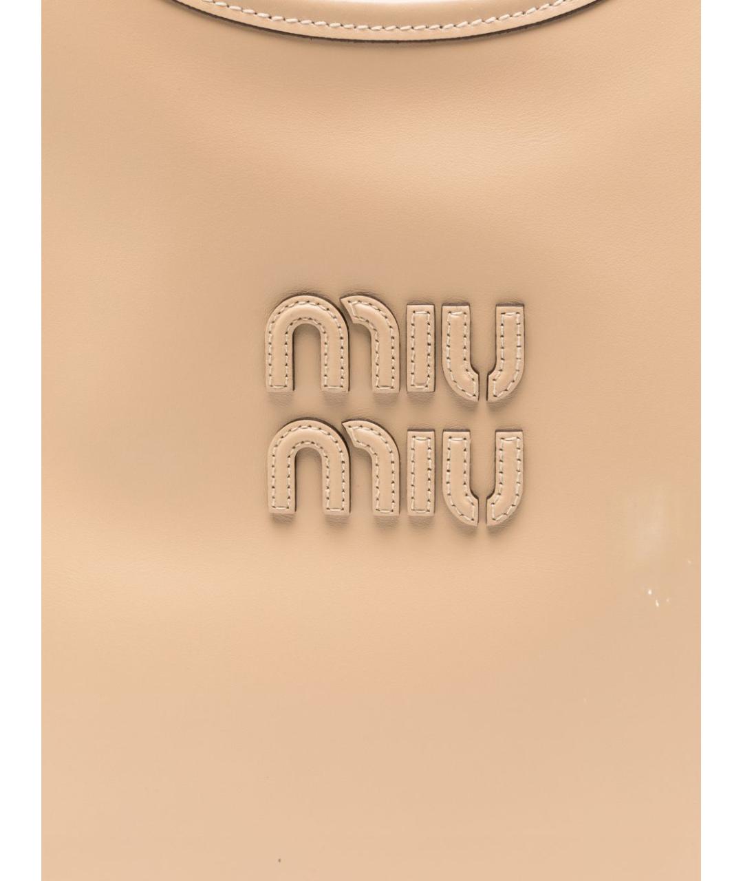 MIU MIU Бежевая кожаная сумка тоут, фото 3