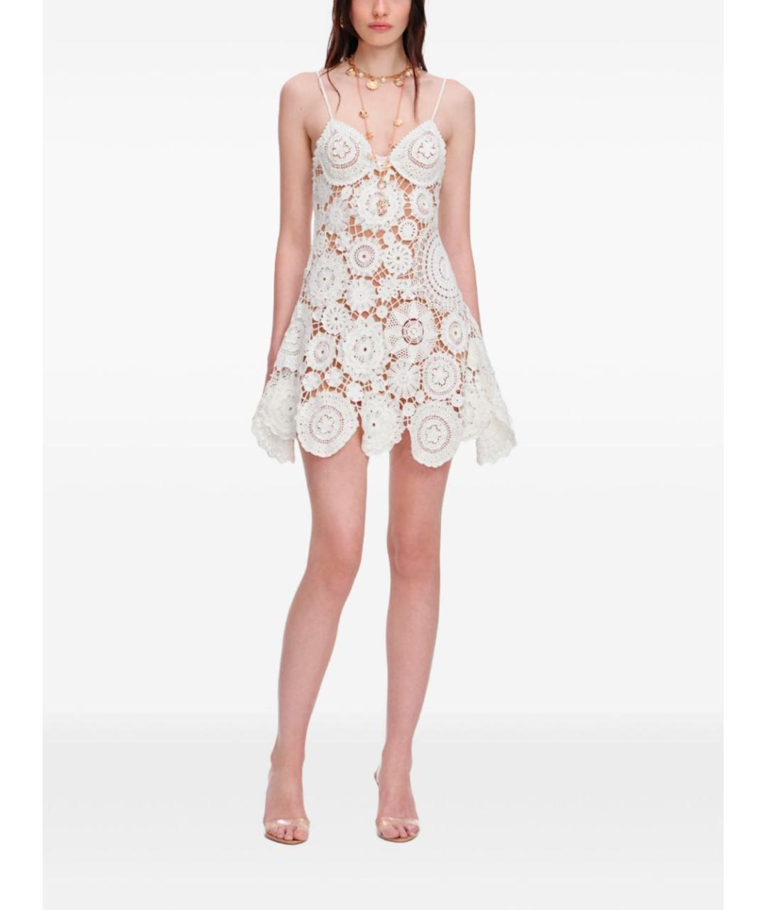 SELF-PORTRAIT Белое вискозное повседневное платье, фото 5