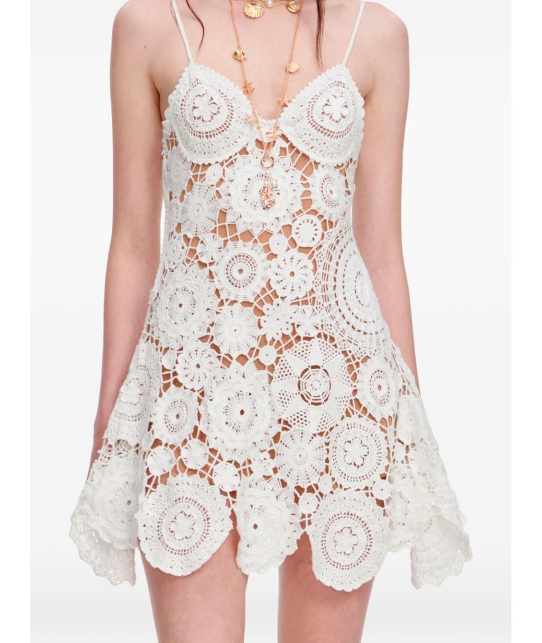 SELF-PORTRAIT Белое вискозное повседневное платье, фото 2