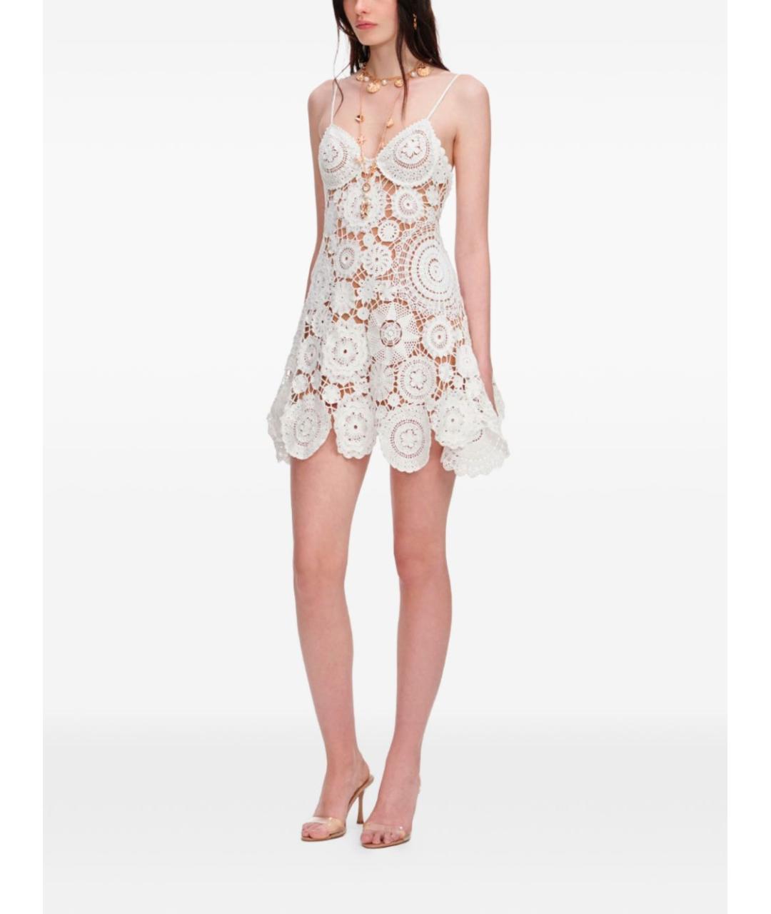 SELF-PORTRAIT Белое вискозное повседневное платье, фото 6