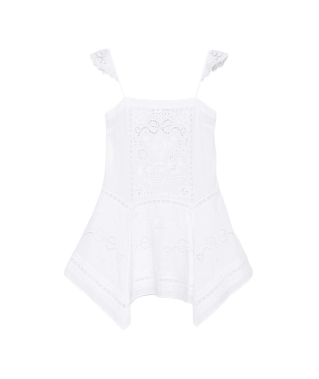 SELF-PORTRAIT Белое льняное повседневное платье, фото 1