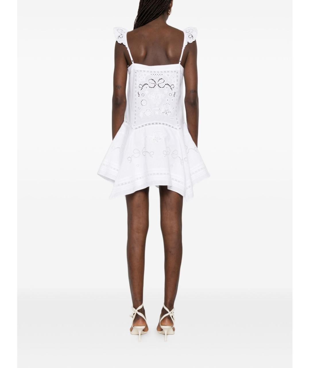 SELF-PORTRAIT Белое льняное повседневное платье, фото 4