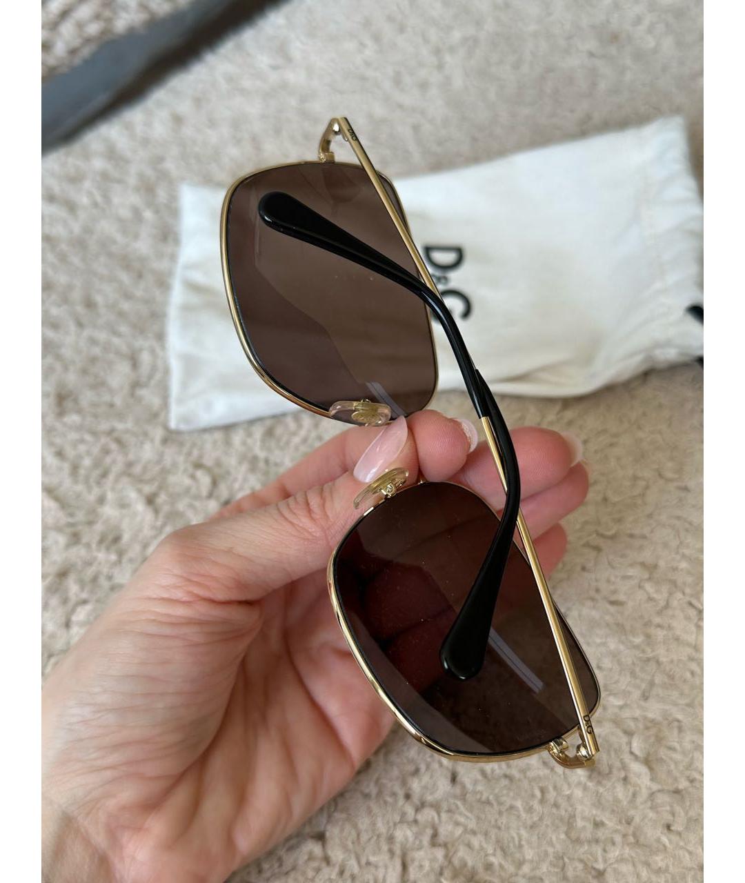 DOLCE&GABBANA Золотые металлические солнцезащитные очки, фото 2