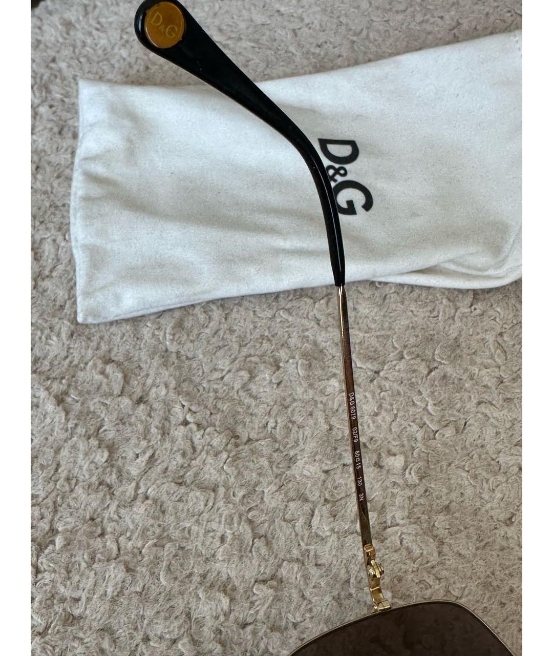 DOLCE&GABBANA Золотые металлические солнцезащитные очки, фото 4