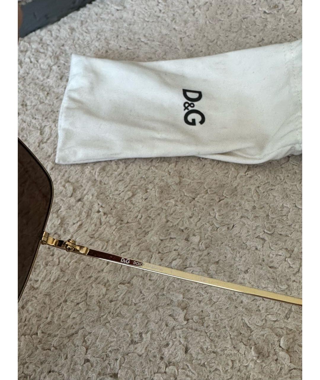 DOLCE&GABBANA Золотые металлические солнцезащитные очки, фото 3