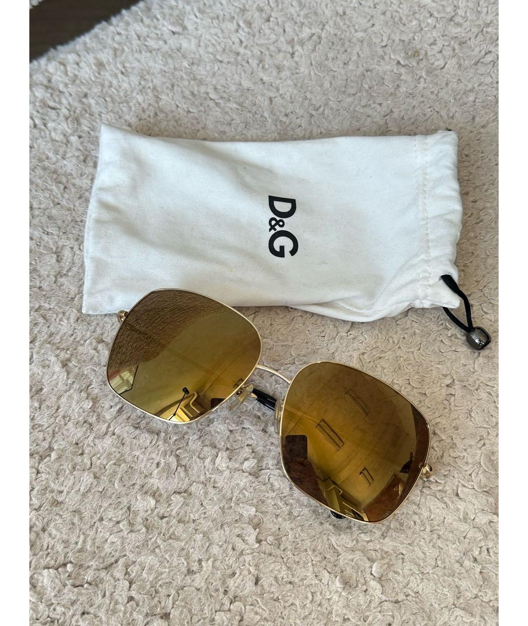 DOLCE&GABBANA Золотые металлические солнцезащитные очки, фото 5