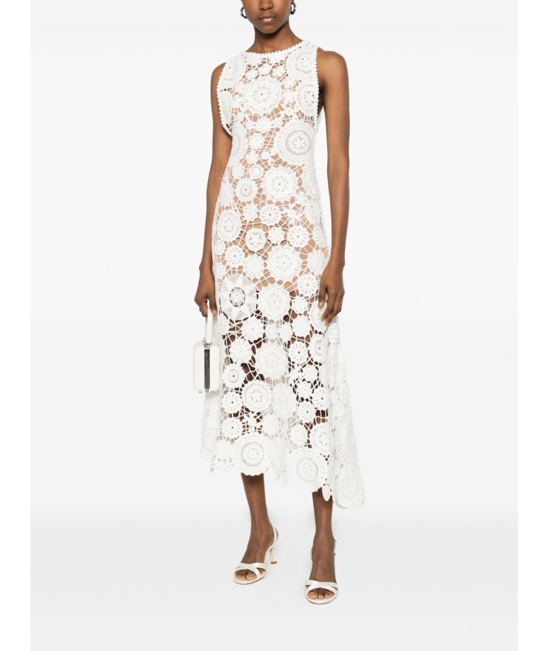 SELF-PORTRAIT Белое вискозное повседневное платье, фото 2